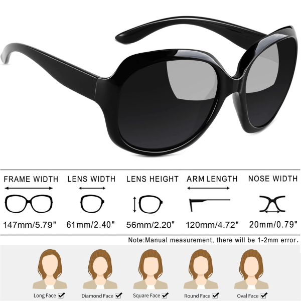 QD-Polariserede solbriller dame trendy overdimensionerede store køre solbriller damer UV-beskyttende store solbriller