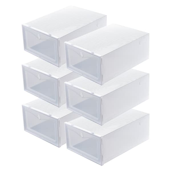 Stor vit transparent skoförvaringslåda - set om 6