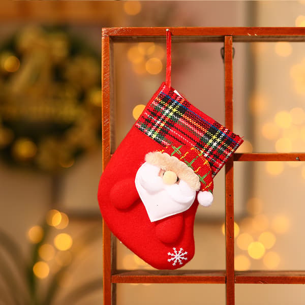 QQ-4 st julstrumpor, 3D tomte julstrumpor presentförpackning