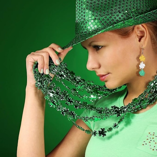 [QD] Clover Hängande Örhängen, Glittrande Clover Drop Örhängen Irisk Stil Lyckosam Jul Smyckestillbehör Present till Kvinnor och Flickor