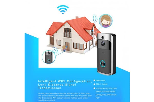 Trådløs videodørklokke med bevegelsessensor og WiFi Grey grå