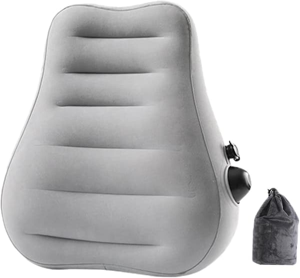 Lumbar Support Pillow, Inflatable - Ergonomic with Pressure-Relieving Design - Washable (Grey)