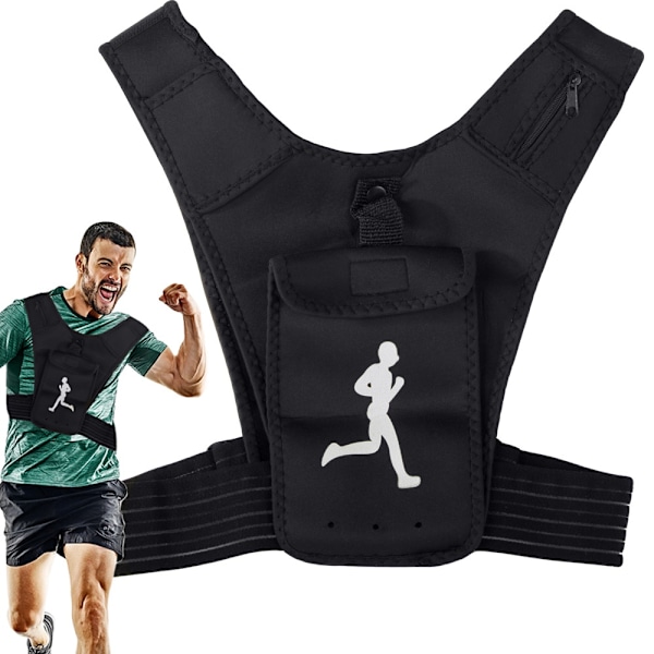 Löparväst / Joggingväst med mobilficka Black Svart