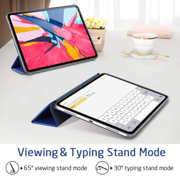 [QD] Fodral, praktisk magnetisk fastsättning som stöder Apple Pencil-parning och laddning, Tri-Fold vertikalt fodral - Blå