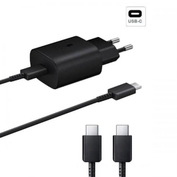 [QD] 25W Ultrasnabb Väggladdare med Kabel för Samsung SM-G985F Galaxy S20 S20+ S10 S10E S10 PLUS S9 PLUS A71 A51 A40 TYP C - C