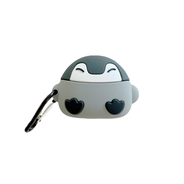 [QD] Airpod 3 Skal, Sött Tecknat Djur Silikonskal, 3D Roliga Mjuka Skal för Barn Pojkar Tonåringar Flickor (Q Grå Pingvin)
