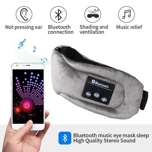 Sovhörlurar - Sovmask med hörlurar Bluetooth 5.0 Grå
