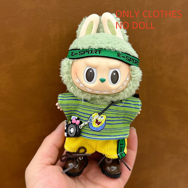 ONLY CLOTHES Söt V1 V2 LABUBU Blind Box Hänge Docka DIY Klä upp Kostym Litet Monster Haklapp Byxor Babykläder From_qd LBB-31