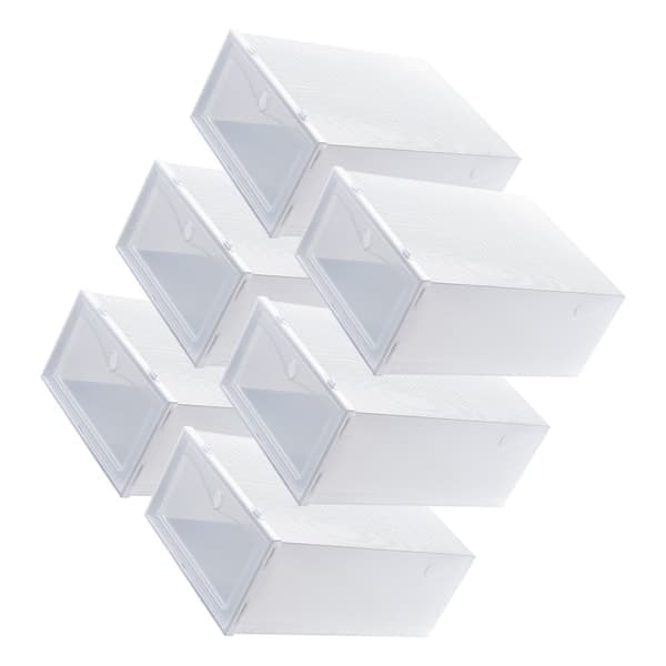 Stor vit transparent skoförvaringslåda - set om 6