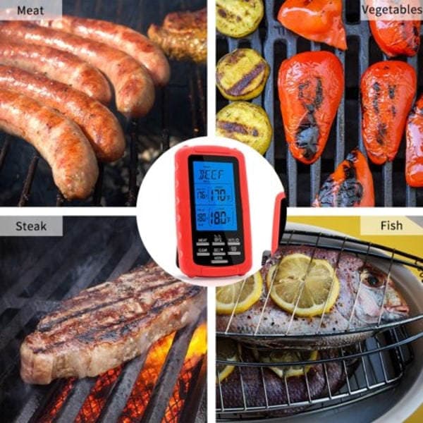Trådløs Kødtermometer Mad Grill Termometer Rød