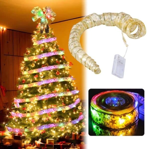 Julgransbelysning RGB Ljusslinga | Flerfärgad Julbelysning | För Paket och Julgran | Batteridriven_qq