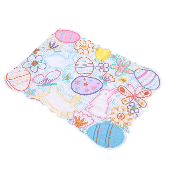 Easter Bunny Egg Embroidery Pattern Table Mat Placemat Decoration 34x88cm 13.4x34.6in