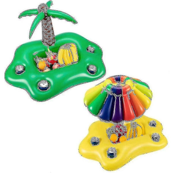 Pool Floats Oppustelige Pool Drikkeholdere Flydende Poolbar Til Swimmingpool Strandfest 90x60x65cm_ufo Yellow sun umbrella