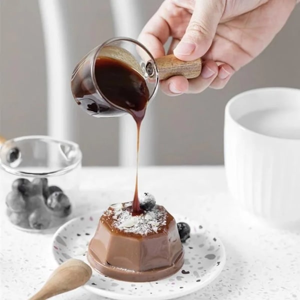 QU.Mini Melkeglass Kopp Smaksfat Varmebestandig Multifunksjonell Kaffe Mini Melkeglass Kopp Glass Sausfat med Håndtak