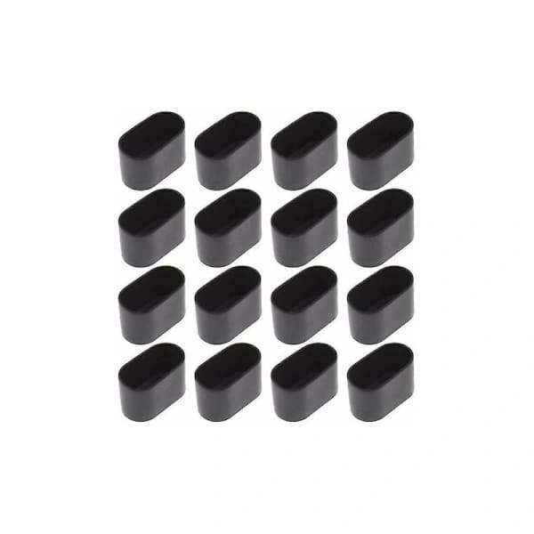 16 ovale møbelfødder til borde og stole, 15 x 30 mm, sort