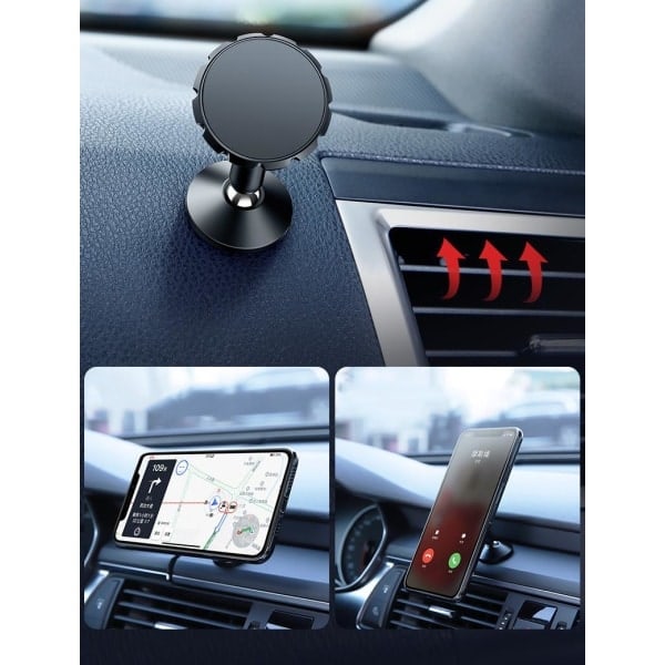 \"QD\" 2X 360 Universal Magnetisk Mobilholder til Bil Sort Sort en størrelse