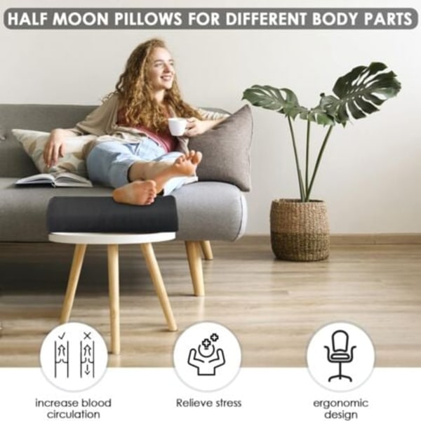 QU/Halvmåne Pude, Halv Cylinder Fodstøtte, Memory Foam Fodstøtte Pude, Fodstøtte Under Skrivebord, Kontor Skum Fodstøtte