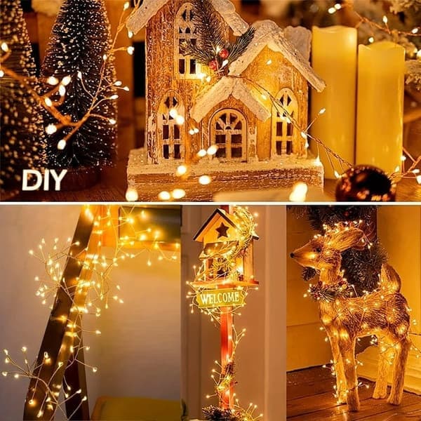 LED String Lights with 200 Lights and Remote Control, 6m USB, for Christmas, Party, Wedding and Christmas Tree Decoration