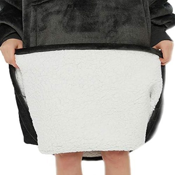[QD] Hoodie-filt med mjuk Sherpa-fleece - Tjock, jättestor huvtröja, mysig TV-filt, varm bärbar filtpyjamas