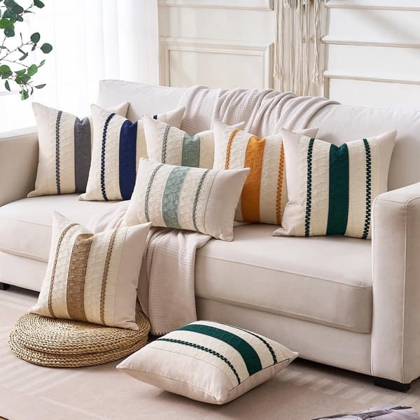 Boho Dekorativa Kuddfodral Set om 2, Texturerade Vävd Bomull Linne Kuddfodral för Soffa Sovrum Vardagsrum, Brun 40 x 40 cm