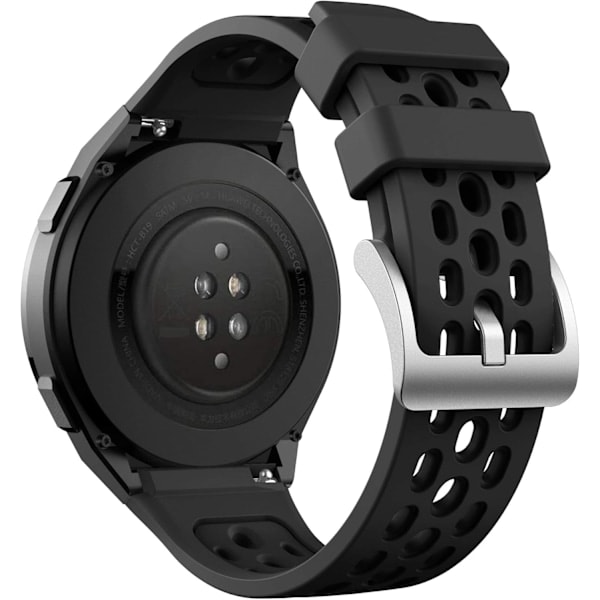 \"QD\" Armband för Huawei Watch GT2e, Sport Vattentåligt Mjukt Silikon Ersättningsarmband Svart-svart