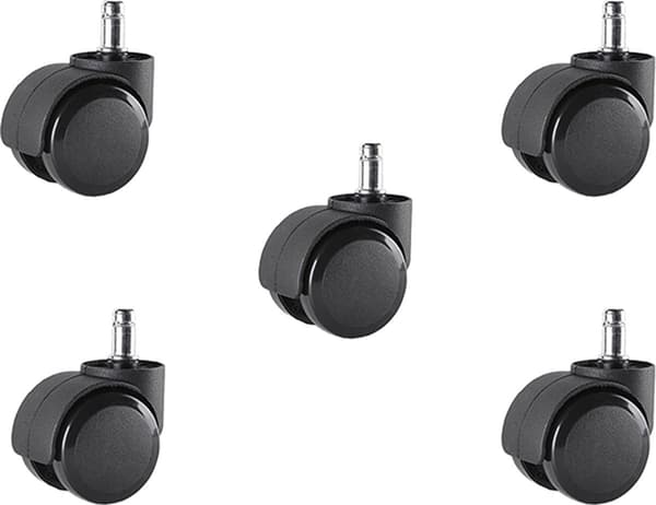 Kontorstol Hjul, 11mm, 5-pak, Sort, Udskiftningshjul