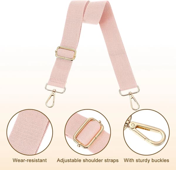Bred justerbar handväskrem ersättning för crossbody-väskor och handväskor, 3,8 cm rosa - Pink