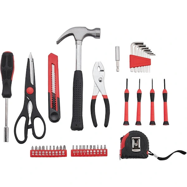 39 Piece Tool Set, Portable Tool Box, DIY Kit Suitable for Household Repairs, Assembly, Maintenance, Red