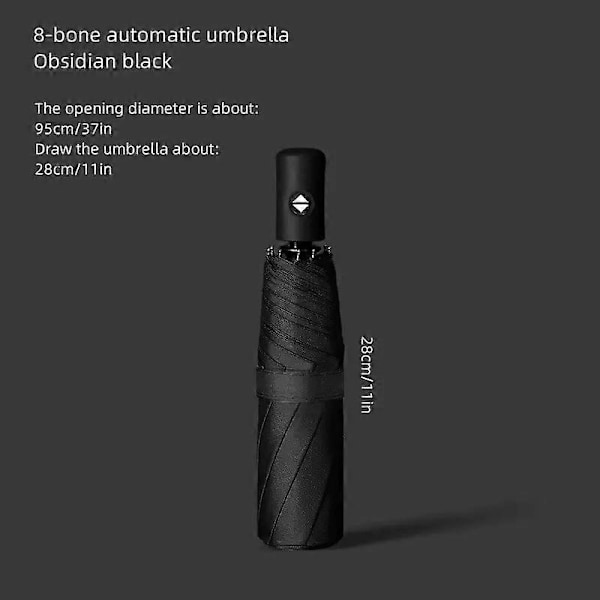 Automatisk foldeparaply med UV-beskyttelse, vandtæt og vindtæt kompakt paraply til mænd og kvinder_ufo Black