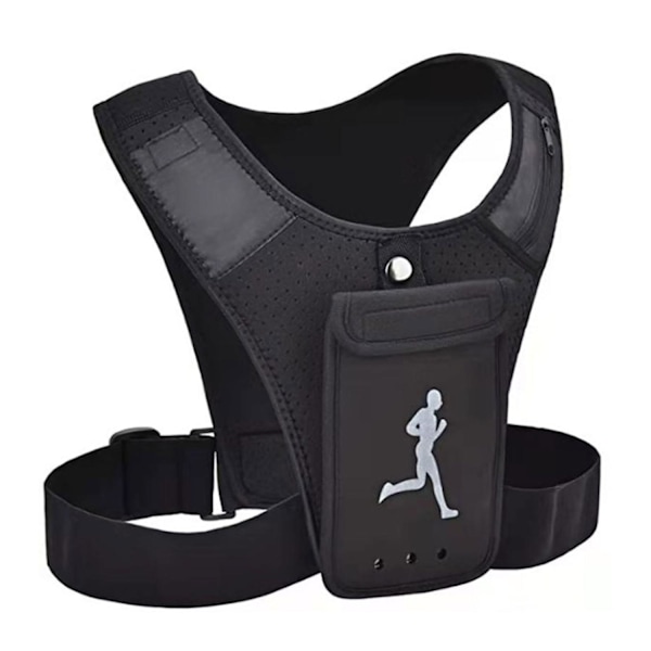 Løbevest / Joggevest med mobillomme Black Svart