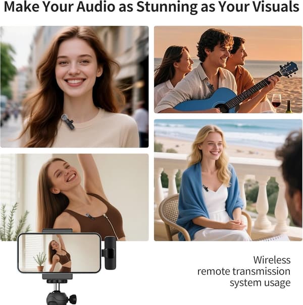 Trådløs Lavalier-mikrofon til iPhone, Mini Bluetooth-mikrofon med støjreduktion, LED-display, drejelig clips og 12 timers batteritid til vlogging og TikTok