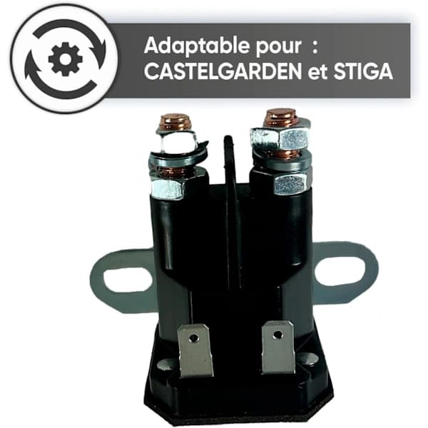 Startrelé - Erstatningsdel Passer Castelgarden & Stiga Traktorklippere - Sidemontering & 2 Terminaler + 2 Kontaktkoblinger