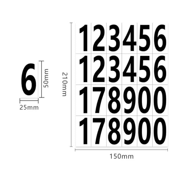 \"QD\"2 Ark 15 x 2,5 cm numeriske etikett klistremerker Tall