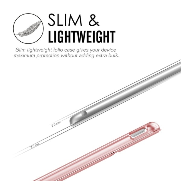 [QD]4 - Slimmat lättvikts smartfodral stativ med genomskinligt matt baksida och automatisk väckning/sömn - roséguld
