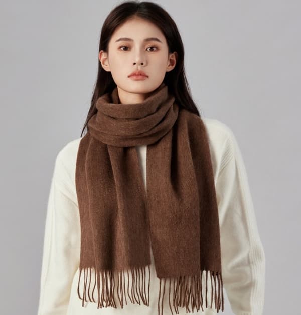 Ullscarf, Vintervarm, 100% Ull, 180x30cm, Kastanj