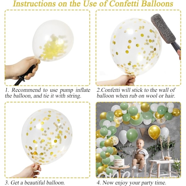 QD-Salviegrøn Ballonguirlande Bue Kit Olivengrøn Guld Hvide Balloner til Baby Shower Fødselsdagsfest Bryllupsdekorationer
