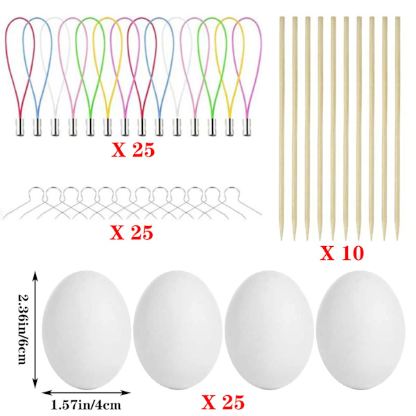 85 st Easter Egg Decoration Set - 25 st White Empty Easter DIY Painting Crafts, Plastic Eggs, Easter Tree Decorations for Kids Gifts