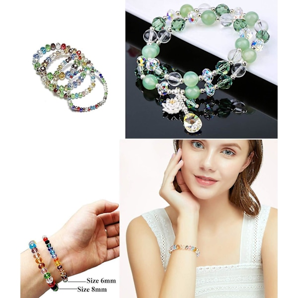 1200 stk. 6 mm krystalperler, AB flerfarvede facetslebne glasperler i æske til armbånd, halskæder, nøgleringe, broderi og smykkefremstilling_GOD