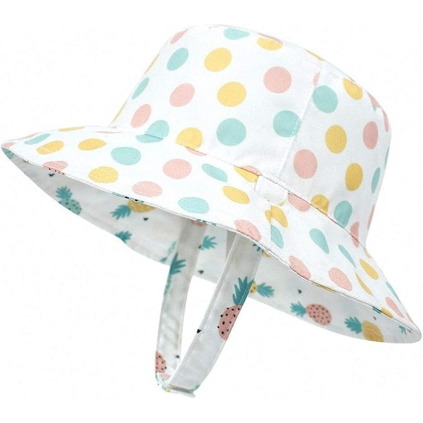 [QD] Solhatt for småbarn sommer UPF 50+ Dobbeltsidig bærbar vendbar bøttehatt for baby