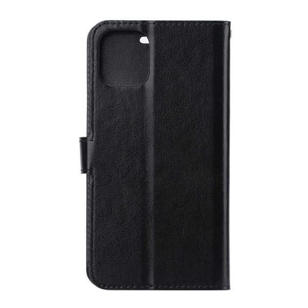 iPhone 12 Lommeboketui Svart Lær Skinn Etui_qq