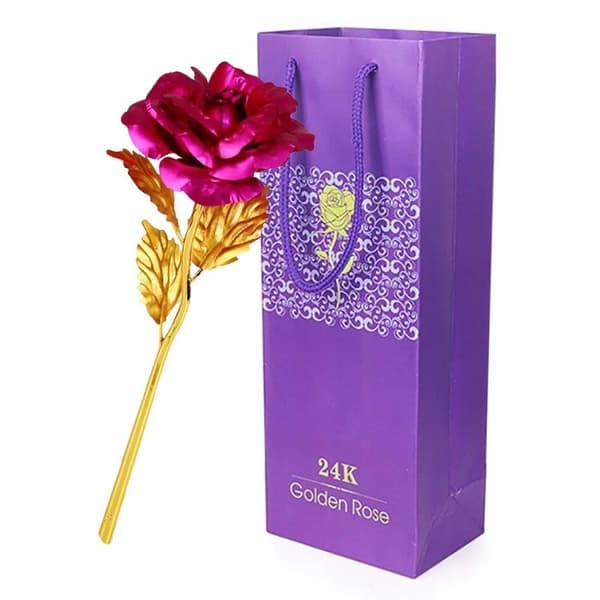 Rosa 24 Karat Guldbelagt Rose 24k i Gaveæske_qq