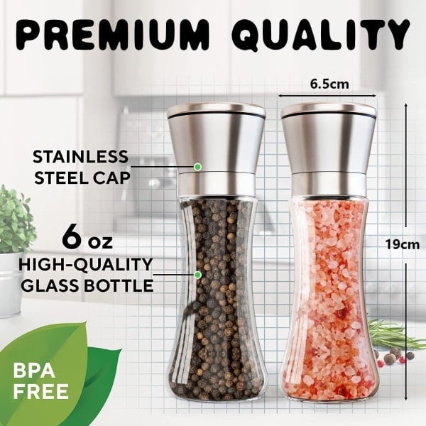 Salt- og peberkværnsæt, Justerbar Grovhed Grov & Fin Saltshaker*QN