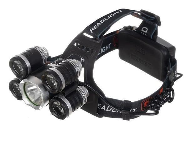 Supersterk hodelykt 5x CREE T6 - Komplett pakke