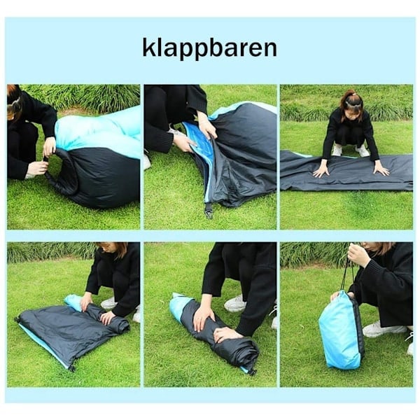 Bärbar uppblåsbar soffa, vattentät, halkfri, lättviktig, ingen luftpump behövs *QN