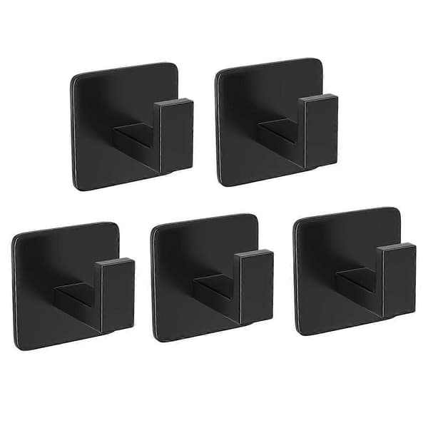Square Towel Hook - Black Self-Adhesive Wall Hook Modern & Trendy Bathroom is Linked with Kitchen Black
