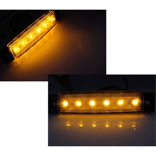 10-pack 12V 6 SMD LED-sidomarkeringsljus fram och bak för släpvagn, lastbil, husvagn, husbil, buss, båt, traktor, gul orange