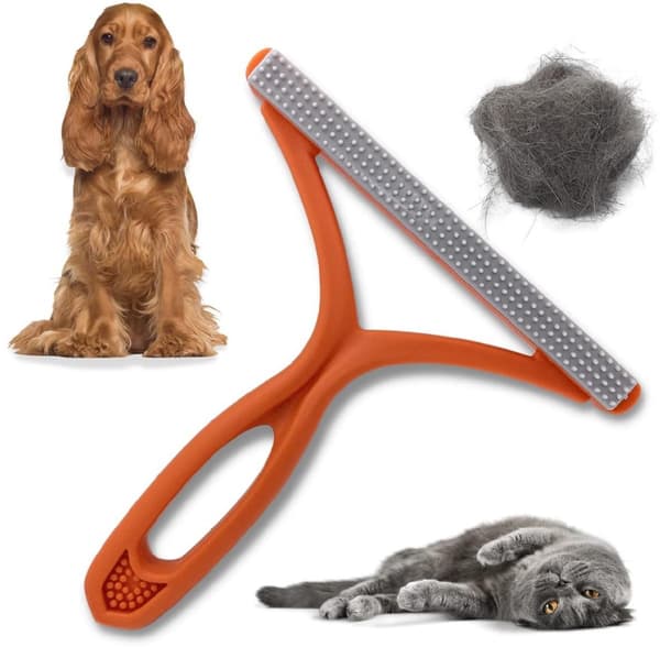 Fjerner af dyrehår, katte-/hundehårsfjerner til sofa/bil/tæppe/tøj, bærbar, orange