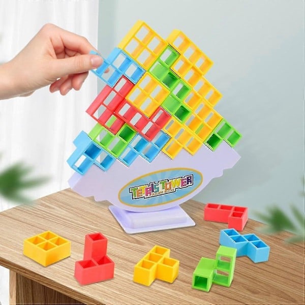 QU/64-delars Tetra Tower Balansstaplingsblockspel, Brädspel för 2 spelare + Familjespel