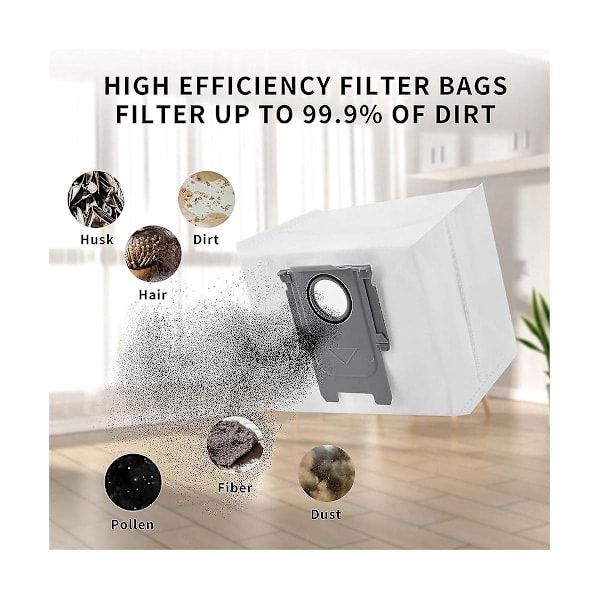 [QD] 12 st dammsugarpåsar, ersättning för Roborock S8+ / S8 Pro Ultra / S7 MaxV Ultra / Q5 / Q5+ / Q7+ / Q7 Max+ dammsugarpåse