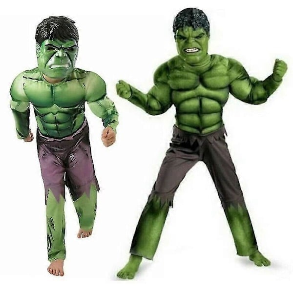 [QD] Barn Marvel Avengers Kostym Hulk Ålder 3-8 Pojkar Kostym Mask Muskeldräkt Jul-c M (Ålder 5-6 År)